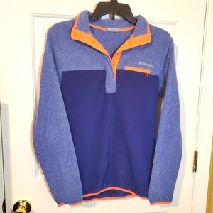 Columbia Women's ColorBlock Coral & Blue Fleece Pullover Sweatshirt Jacket Small